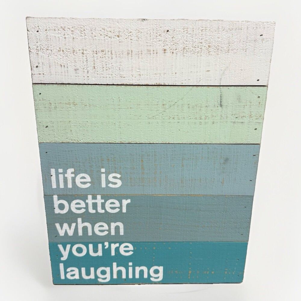 Wood Sign Coastal Blue Rustic Wall Decor 13x10 Life Is Better When Laughing